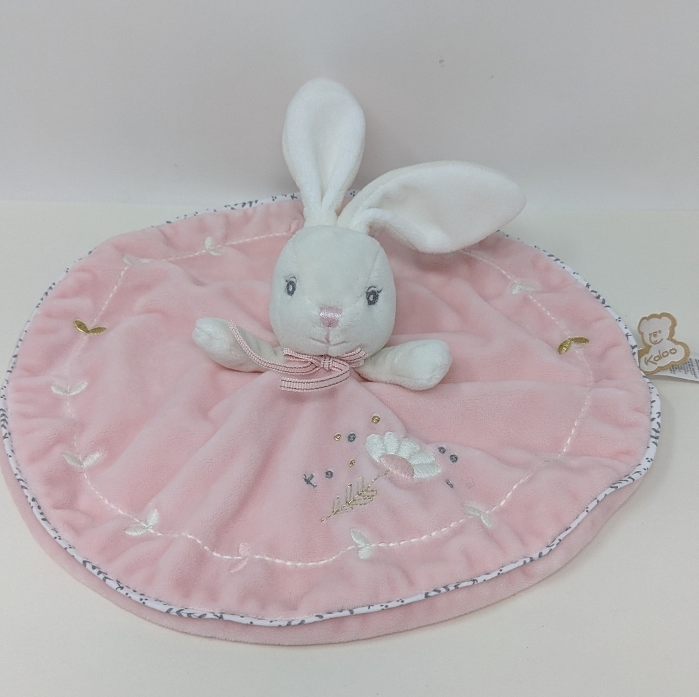 Kaloo Bunny Rabbit Lovey Perle Pink Doudou Baby Security Blanket Round